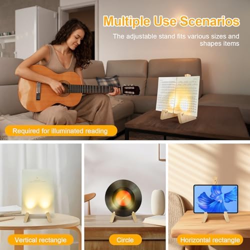 Bnlei Adjustable Wooden Plate Stand with Mood Light