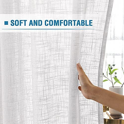HVERSAILTEX Linen Curtains - 52x96 White Panels with Nickel Grommets