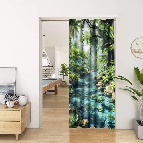 YungHo Forest Flower Door Curtain Panel 34x80