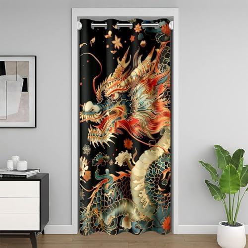 Castle Fairy Dragon Door Curtain 42x80 - Privacy Decor Panel