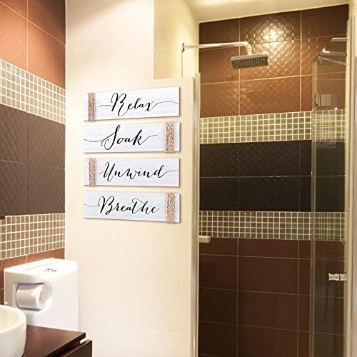Jetec Farmhouse Wooden Bathroom Signs Decor