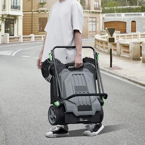 ZAVEROX Push Broom with 5 Gallon Trash Bin for Efficient Cleaning