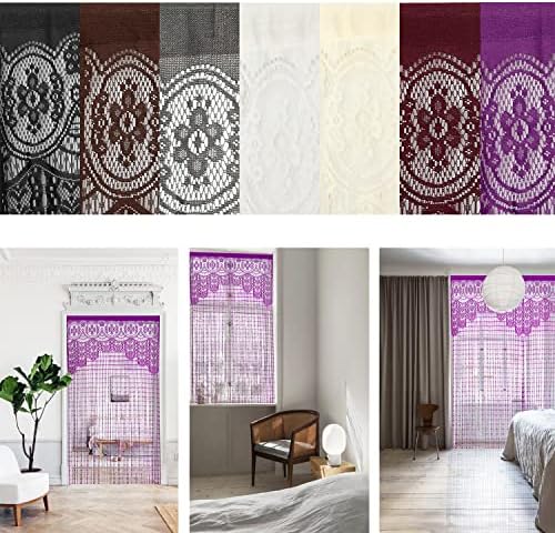 HSYLYM Macrame Curtain Panel Purple 35x96in