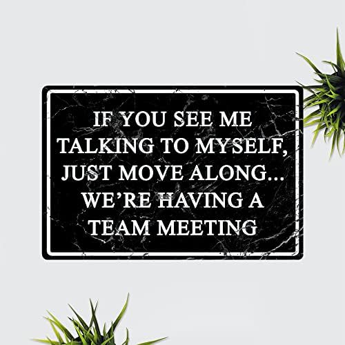 Funny Office Metal Tin Sign 8x12 Inch Team Meeting