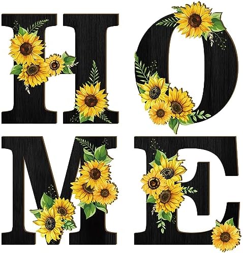 Geetery 4 Pcs Sunflower Wall Decor Letters Set
