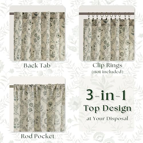 Green Farmhouse Curtains 90 Length for Living Room