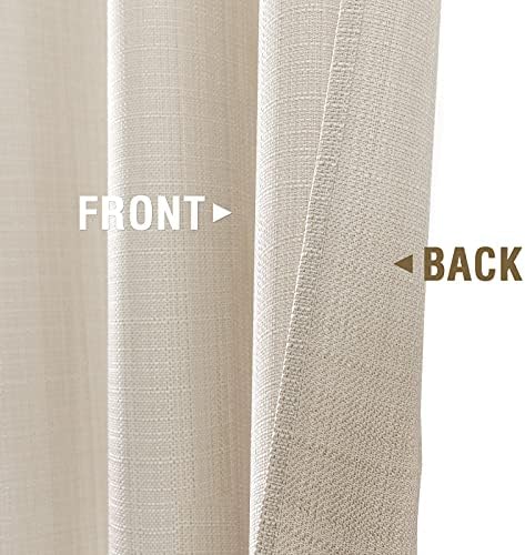 Jinchan Beige Linen Textured Curtains 72 Inch 2 Panels Grommet Top 1