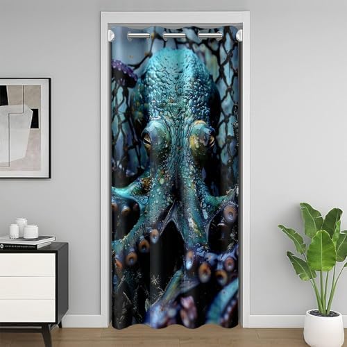 Feelyou Octopus Door Curtain 52x80 Blackout Panel