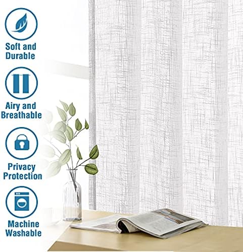 HVERSAILTEX Linen Curtains - 52x96 White Panels with Nickel Grommets