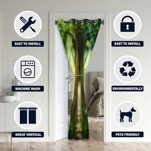 Yozeuoo Forest Door Curtains with Grommets 34W x 80L