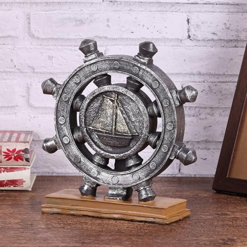 Orebm Nautical Rudder Resin Statue for Home Decor