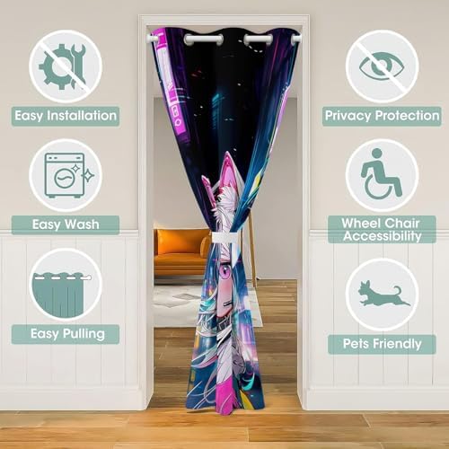 Erosebridal Anime Door Curtain - 42 W x 80 L Velvet Panel