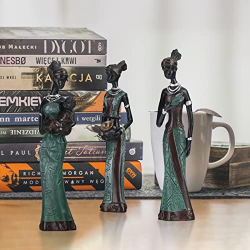 XINGYAN 3PCS African Tribal Lady Resin Statues Set
