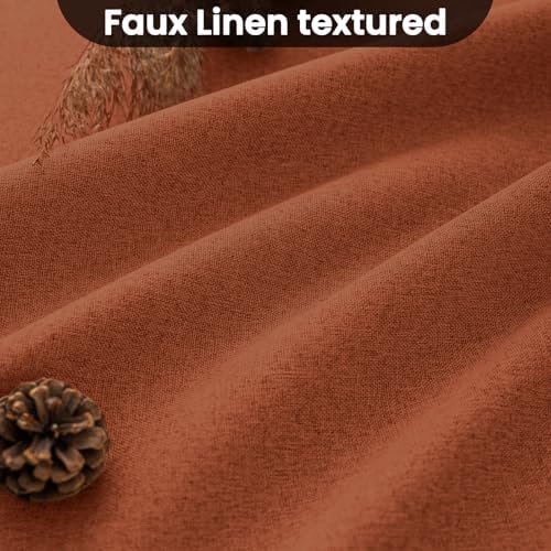 COSVIYA Blackout Burnt Orange Linen Curtains 2 Panels Set 90 Inch