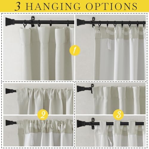 NICETOWN Faux Linen Curtains 2 Panels 90 Inches Long for Doorway