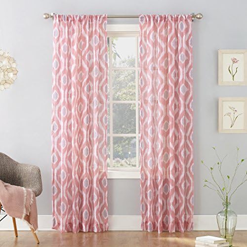 No 918 Ikat Sheer Curtain Panel 50 x 95 Coral
