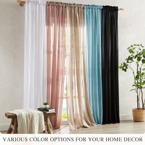 Anpark Purple Sheer Curtains 2 Panels 104 Inches Wide