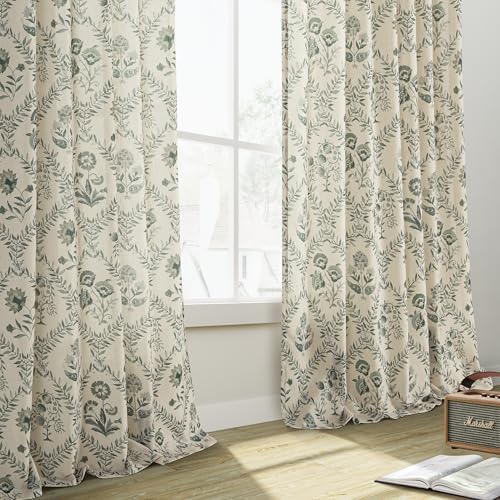 Green Farmhouse Curtains 90 Length for Living Room