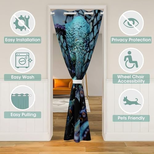 Feelyou Octopus Door Curtain 52x80 Blackout Panel