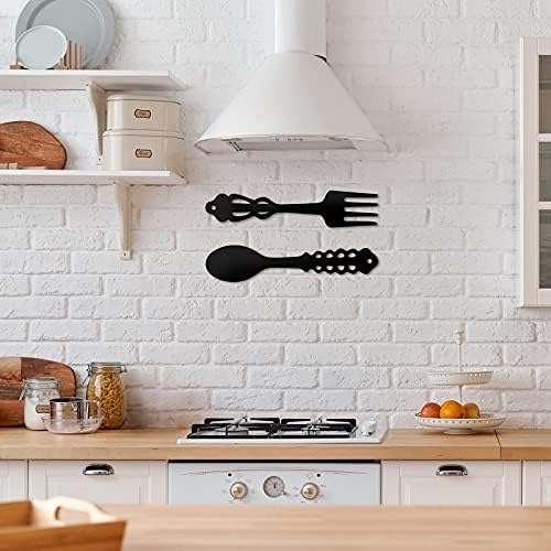 Hotop 2 Piece Metal Fork Spoon Wall Decor