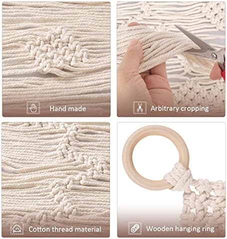 Boho Macrame Curtain with WOODED Grommets 2 Panels