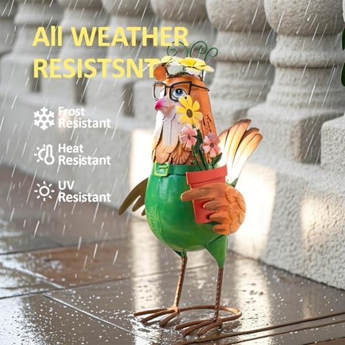 Natelf Metal Rooster Hen Garden Statue