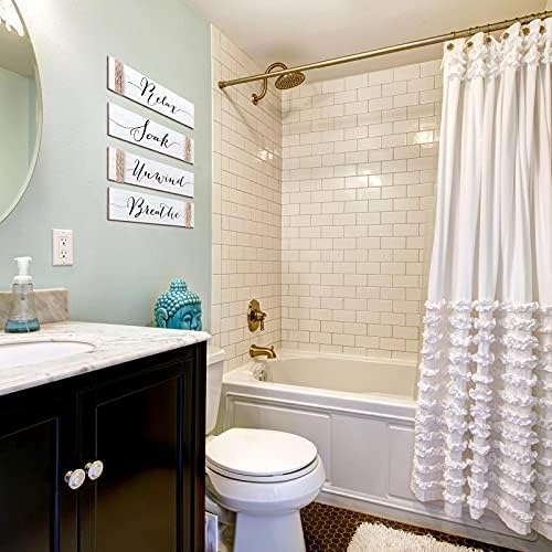 Jetec Farmhouse Wooden Bathroom Signs Decor
