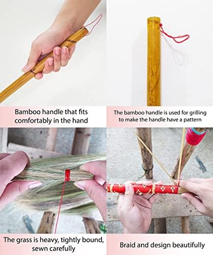 AW BROOMS Indoor Grass Broom 40 Inch Bamboo Handle
