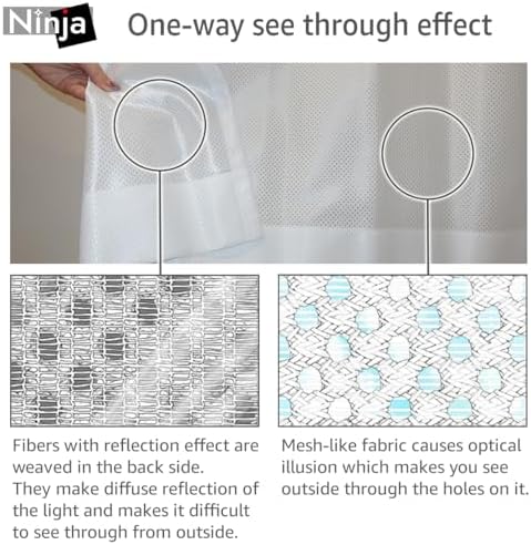 One-Way See Through Privacy Lace Curtains Ninja 2 Panels Set