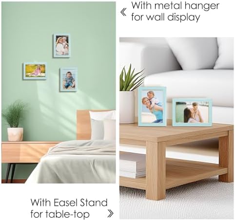4x6 Light Blue Enamel Picture Frames with Gold Edges 2 Pack