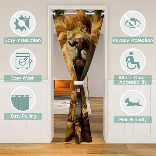 Feelyou Lion Door Curtain 34x80 Privacy Divider