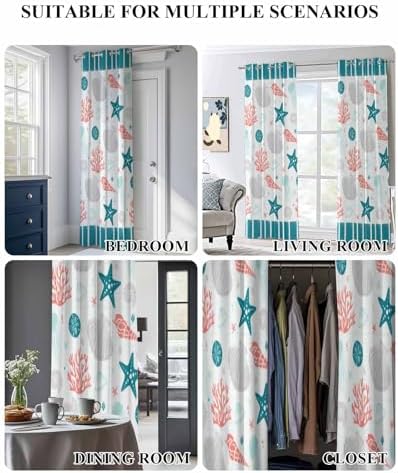 Onekaccu Turquoise Starfish Door Curtain for Privacy
