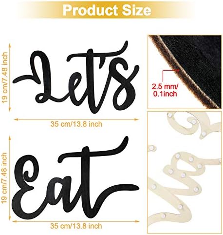 Jetec 2 Piece Lets Eat Wooden Sign Kitchen Decor
