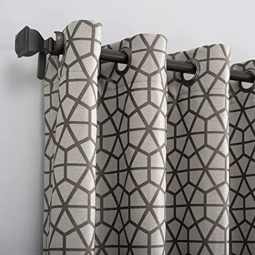 Sun Zero Verve Twill Mosaic Thermal Curtain Panel 52 x 95 Cocoa BrownCream