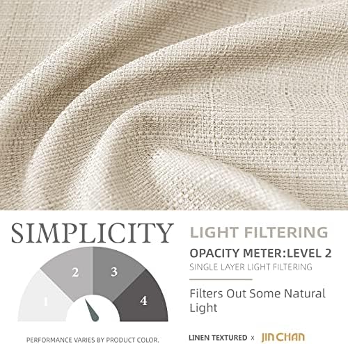 Jinchan Beige Linen Textured Curtains 72 Inch 2 Panels Grommet Top 1