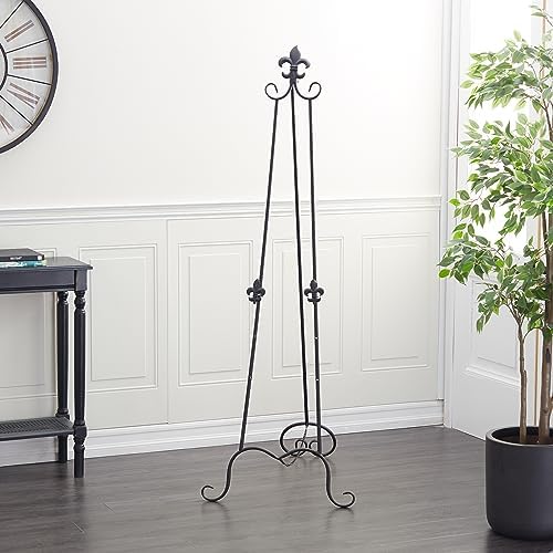 Deco 79 Metal Scroll Display Easel with Chain Support Black