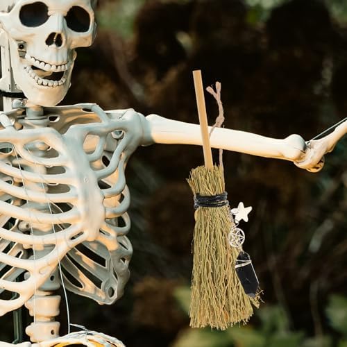 HOMSFOU Halloween Crystal Witch Broom Mini Decor