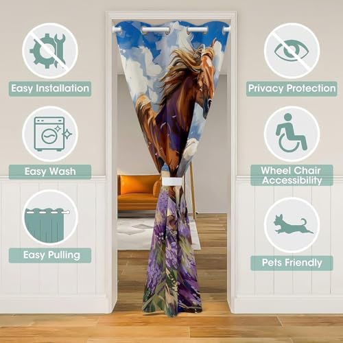 Feelyou 34x80 Inch Lavender Door Curtain with 3D Design