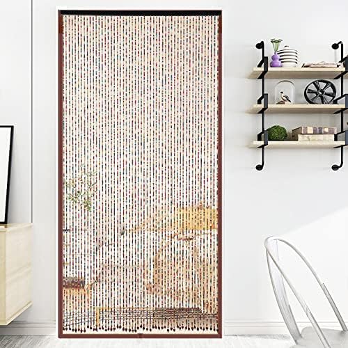 ANMINY Bamboo Wood Beaded Curtain 52 Strands 35x75 Rainbow Door Hanging