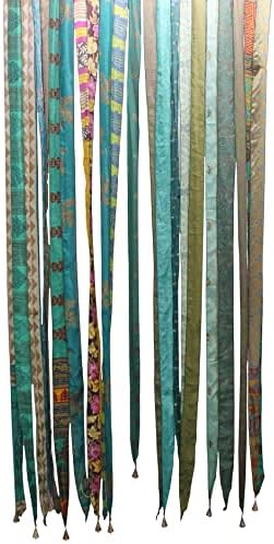 Mango Gifts Old Silk Sari Green Door Curtain Panel