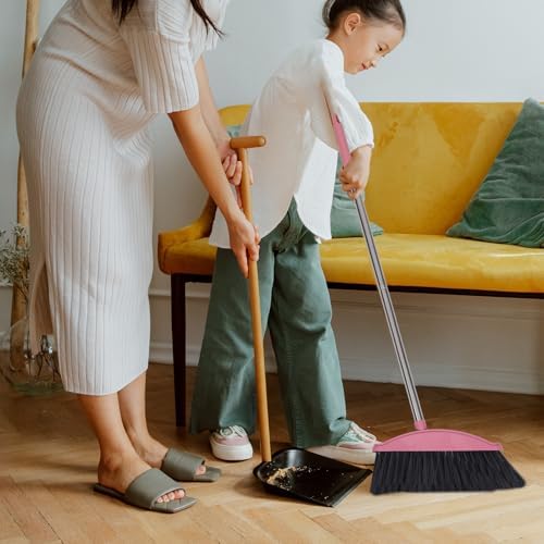 Luxshiny Broom with Metal Handle for Home Cleaning