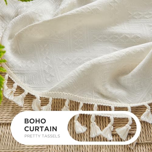 Joydeco Beige Boho Curtains 2 Panels 90 Inches Long 1