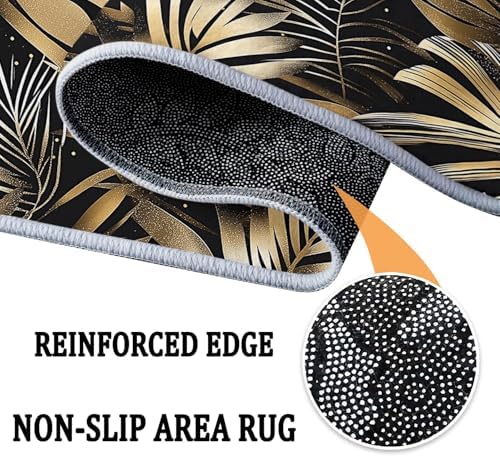 4ft Round Rug - Leaves Pattern Non-Slip Washable Pet-Friendly
