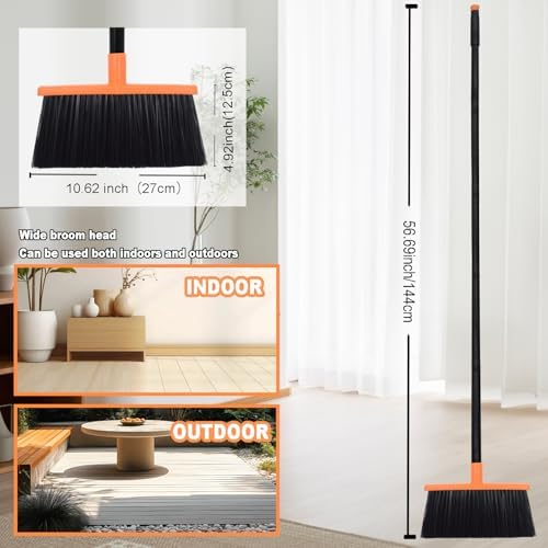 BSMstone Stiff Bristles Broom with Long Handle