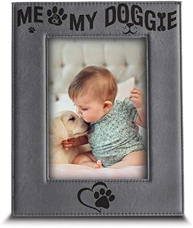 Bella Busta - Me and My Doggie - Engraved Leather Picture Frame 5x7 Vertical