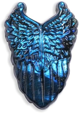 Laufout Natural Labradorite Wing Skull Statue