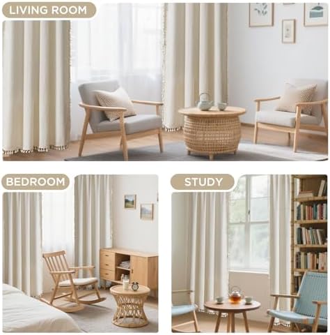 Joydeco Beige Boho Curtains 2 Panels 90 Inches Long 1