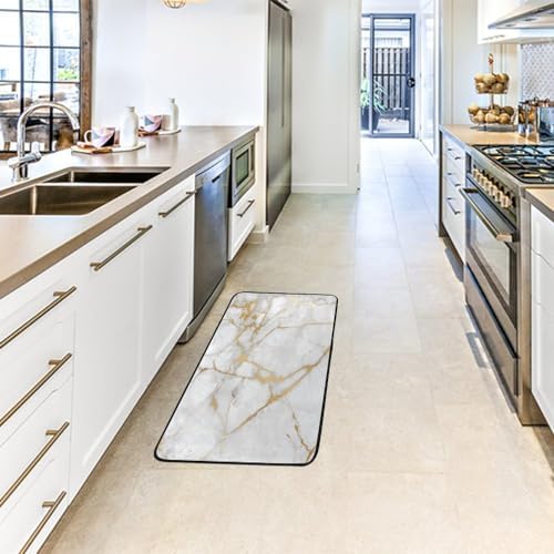My Little Nest Luxury Gold Marble Kitchen Rug - 39 x 20