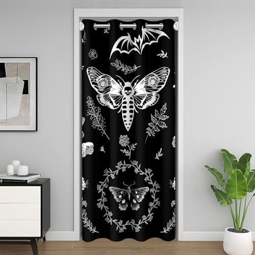 Moth Skull Door Curtain 34x80 Privacy Cover 1