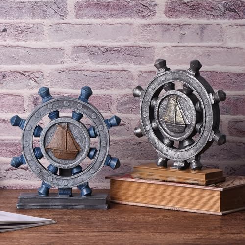 Orebm Nautical Rudder Resin Statue for Home Decor